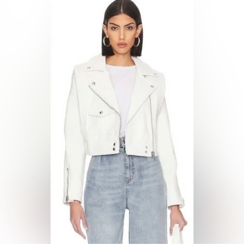 White faux leather jacket